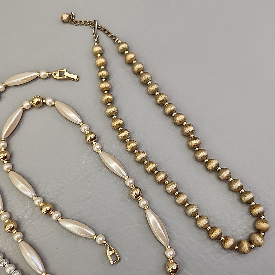 Vintage Napier Beaded Necklace Lot of 3 Metal Beads Acrylic