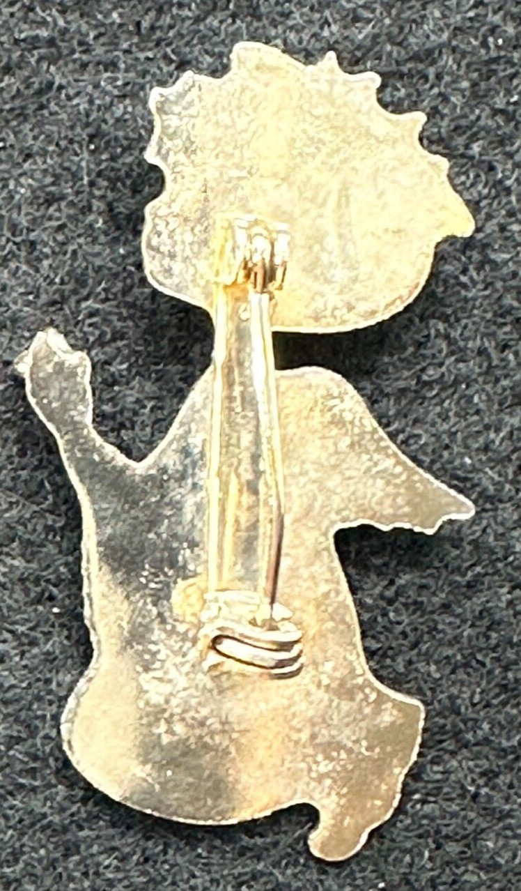 Praying Angel Etched Silver Tone May Green Birthstone Rhinestone Halo Brooch Pin