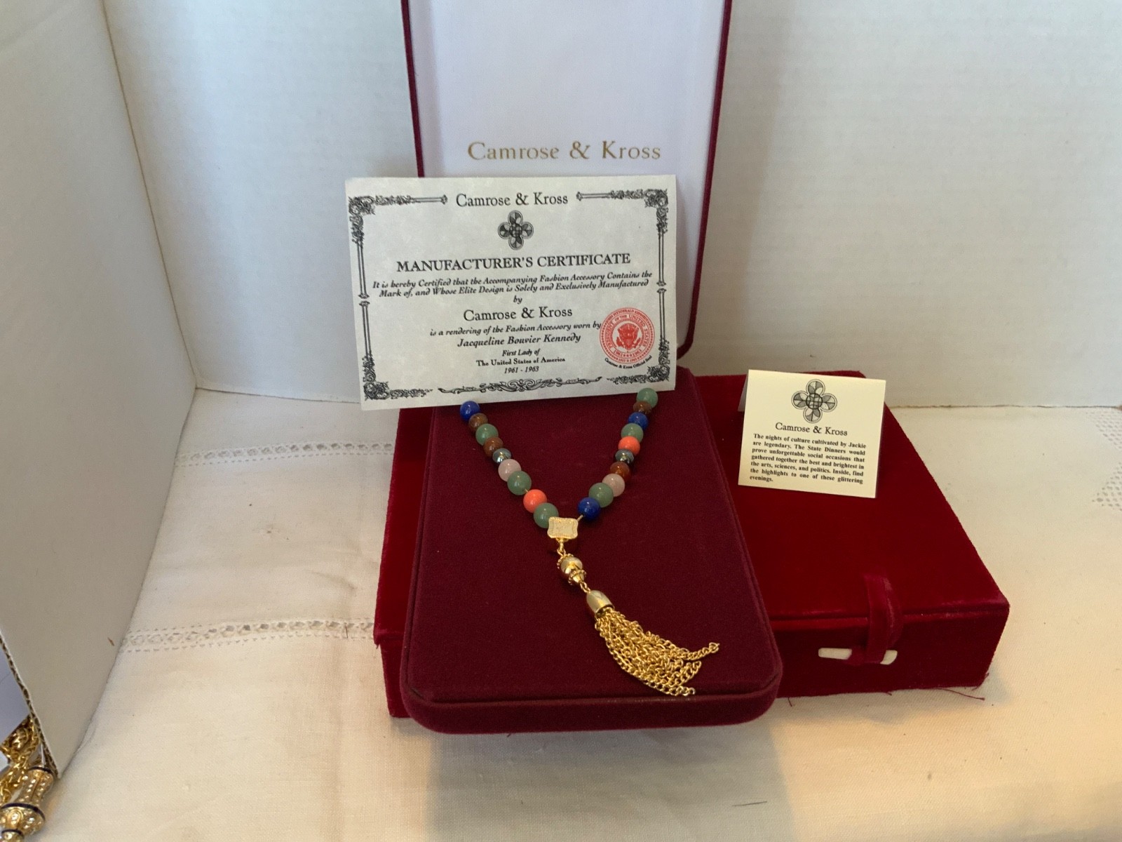 RARE VTG CAMROSE KROSS JBK Jacqueline Kennedy Greek Worry Bead Necklace NIB
