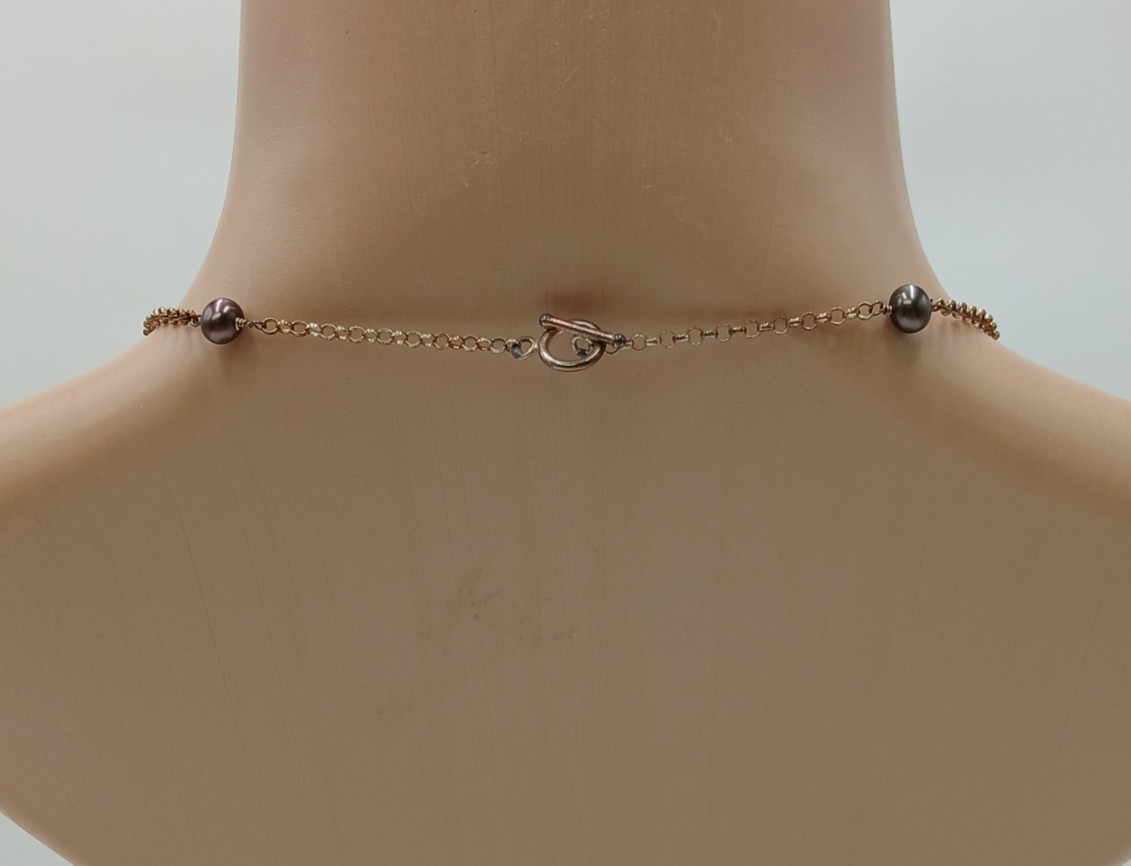 925 Station Peacock Pearl Necklace 24in Sterling Silver 12gtw Artisan Enamel