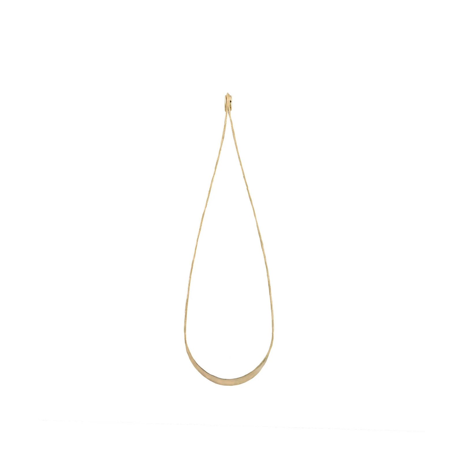1 Hole Raw Brass Small Hammered 3D Teardrop Hoop Pendant 39x13mm (2)