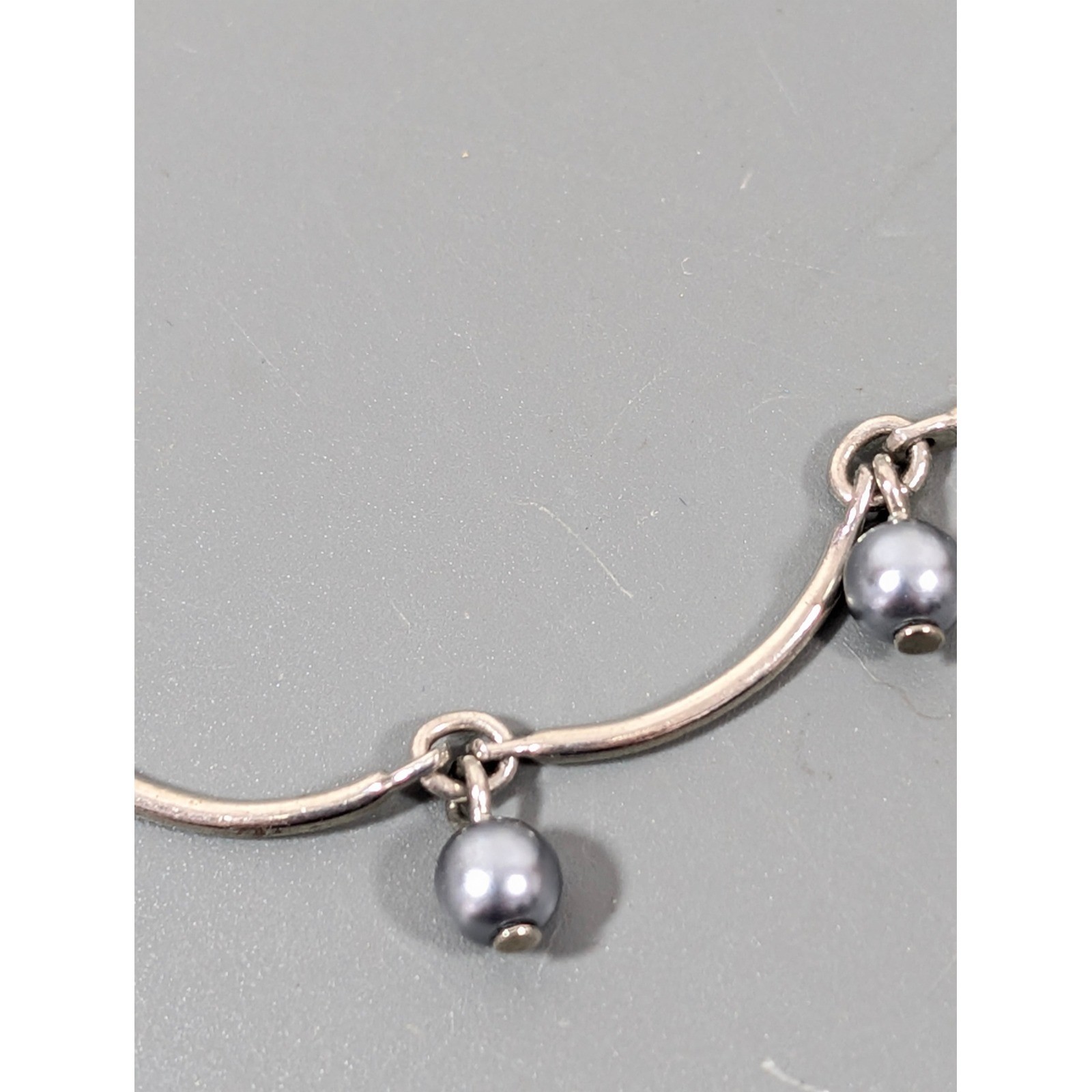 Avon Silver Tone Station Necklace Dangling Bead Drops Minimalist 18″