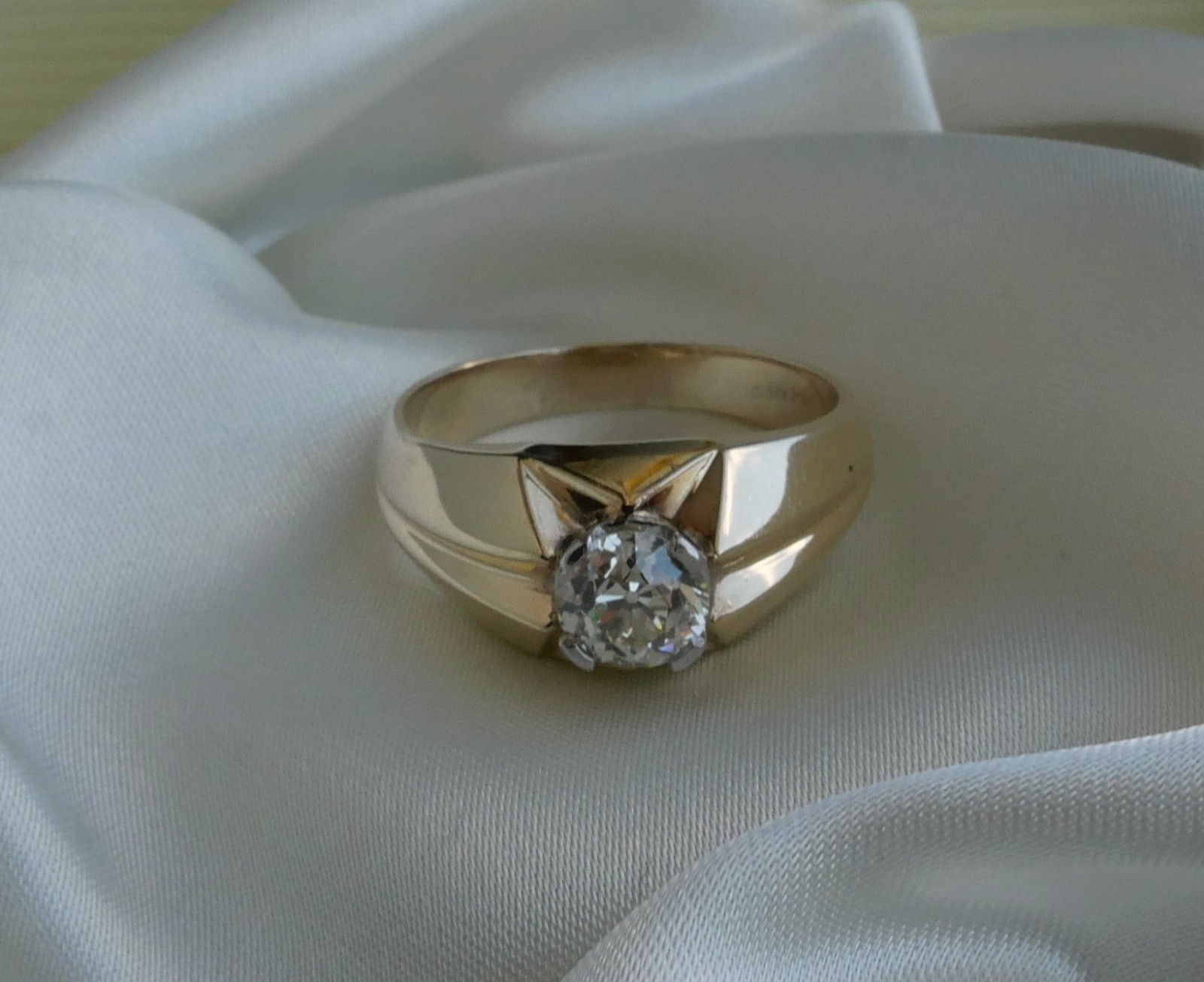 Vintage 14K Yellow Gold 0.90 Ct Old European Cut Diamond Ring 5.3 Gr Sz 8.75