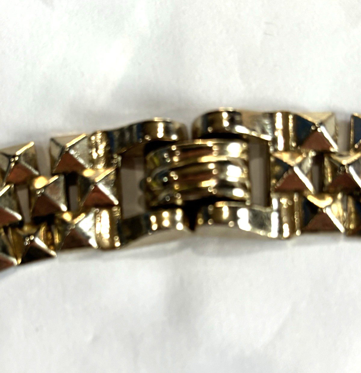 Vintage Cleopatra Pyramid Articulated Link Chain Gold Tone Choker Punk Retro 15″