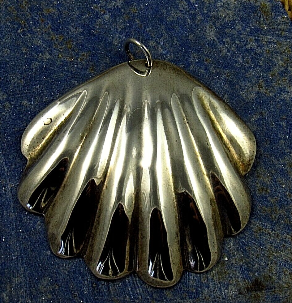 Vtg. Taxco Mexico Sterling Silver Seashell Pendant TD-19 1 7/8″ x 1 3/4″ 9g’s