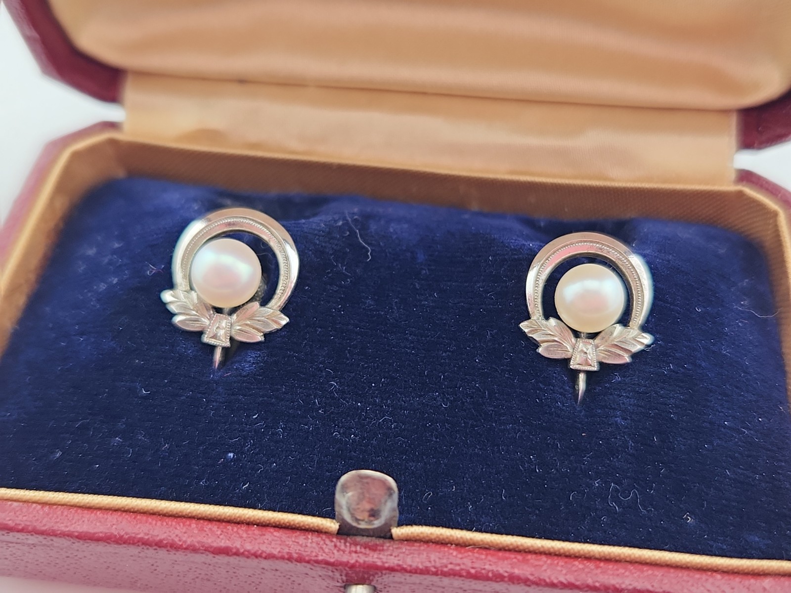 Vintage Mikimoto Pearl Earrings Sterling Silver M S Mark With Box Stunning Gift