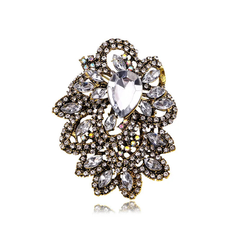 Luxury Exaggerated Full Crystal Flower Brooches Badges Fashion Accessories