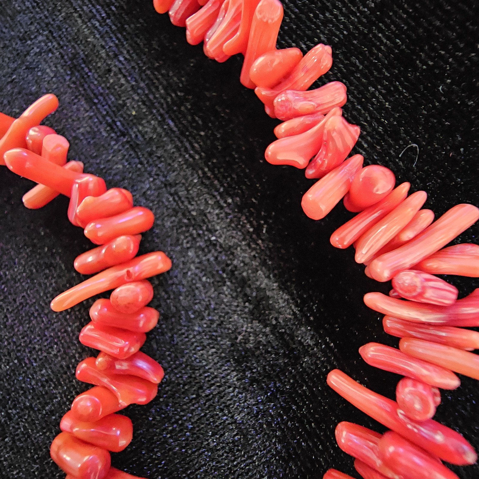Vintage Red Branch Coral Dainty Necklace & Bracelet Set Retro Beachy Boho 16″
