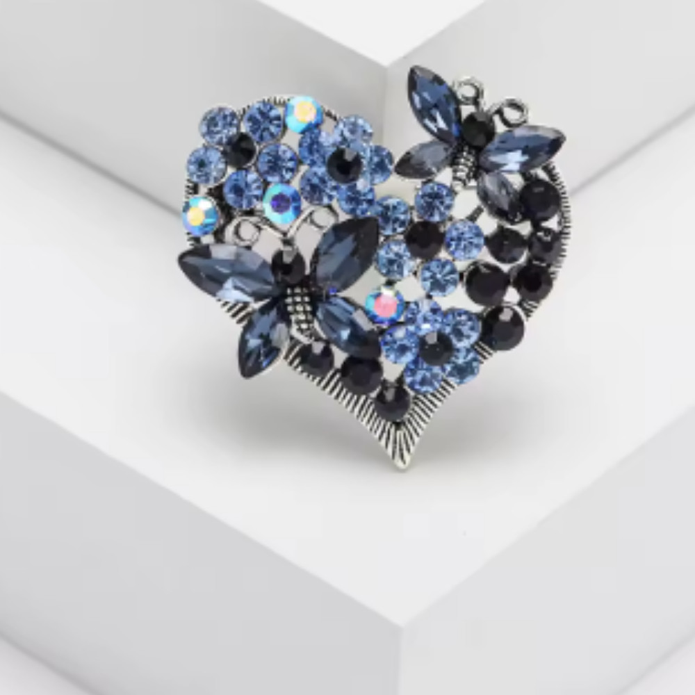 Easter Spring Heart Brooch –Butterfly and Flower Design, Perfect Gift for Spring