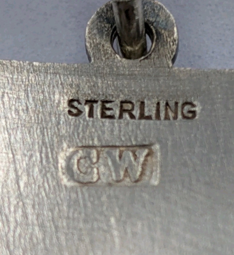 CW Vtg Sterling Silver Engravable Convex Octagon Pendant 18″ Snake 925 Necklace