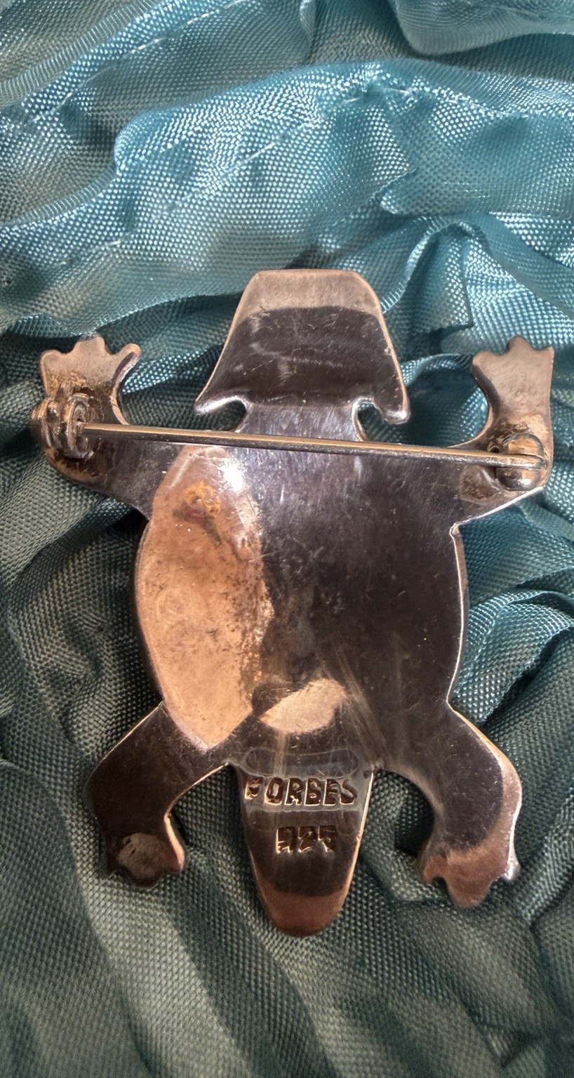 Vintage Forbes 925 Sterling Silver Frog Brooch Pin Southwestern Tribal Artisan
