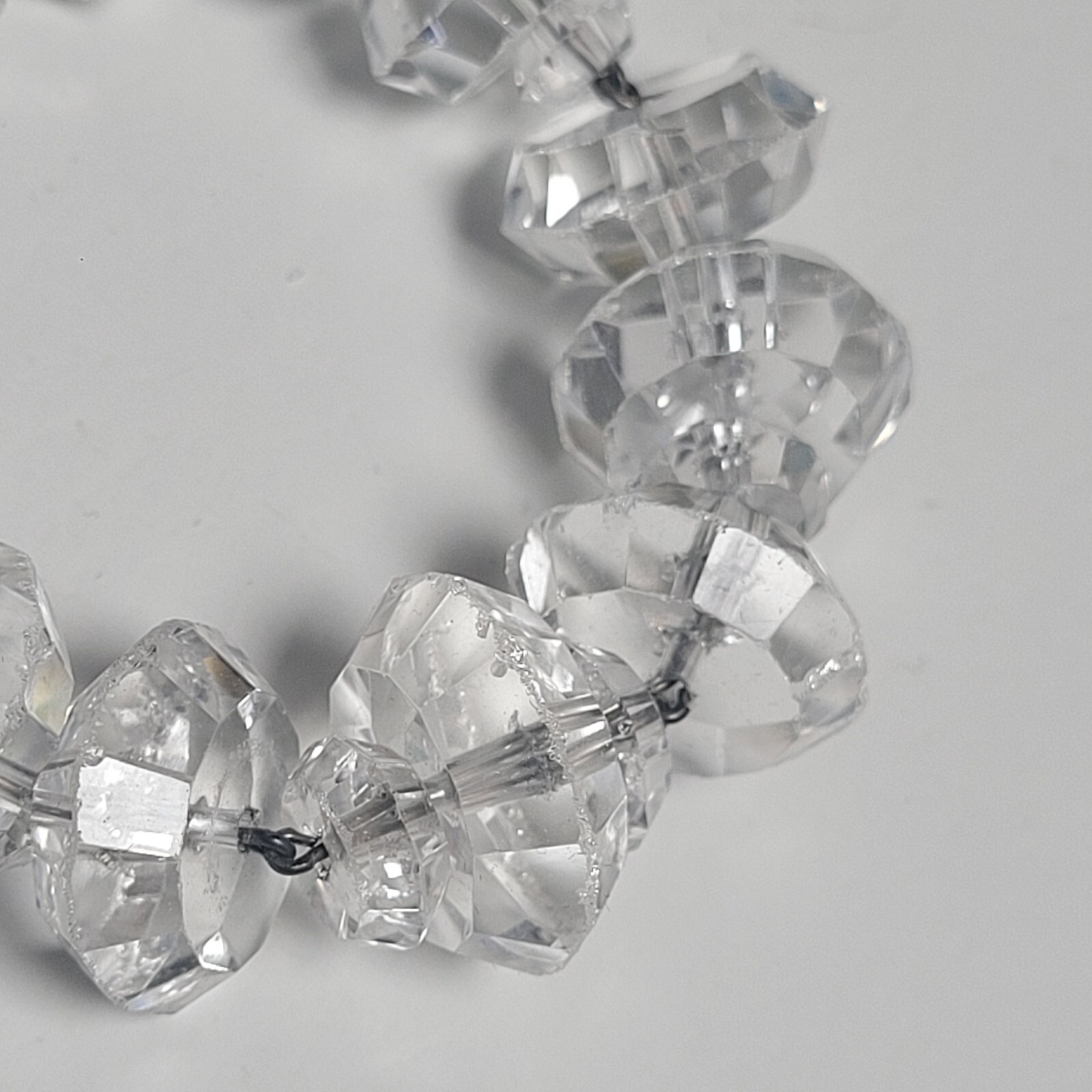 Vintage Rare Cut 1930’s Art Deco 45cm Faceted Rock ? Crystal Bead Necklace