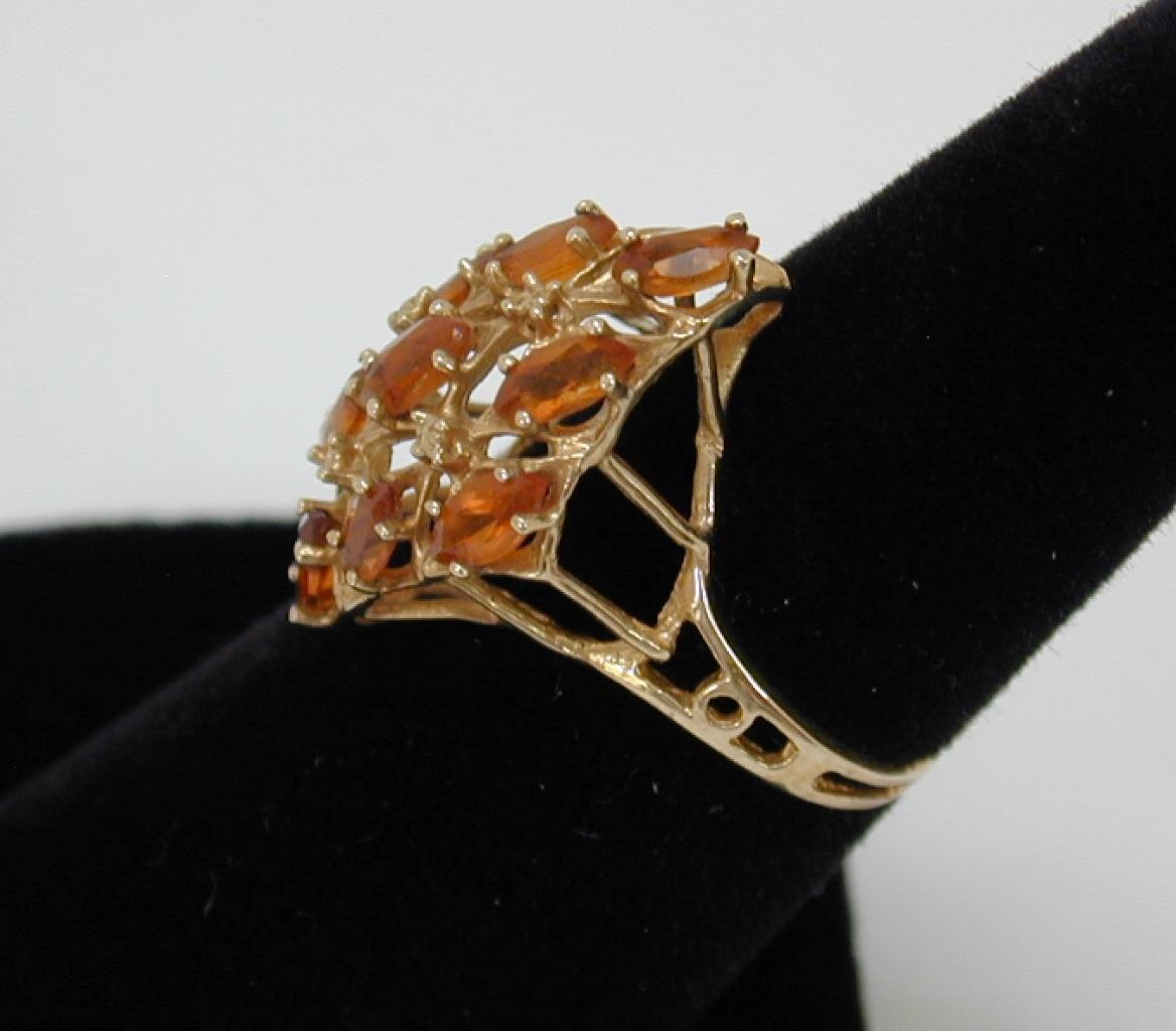 Vintage 10K Yellow Gold Citrine Marquise Cluster Cocktail Ring Size 6 417 Solid