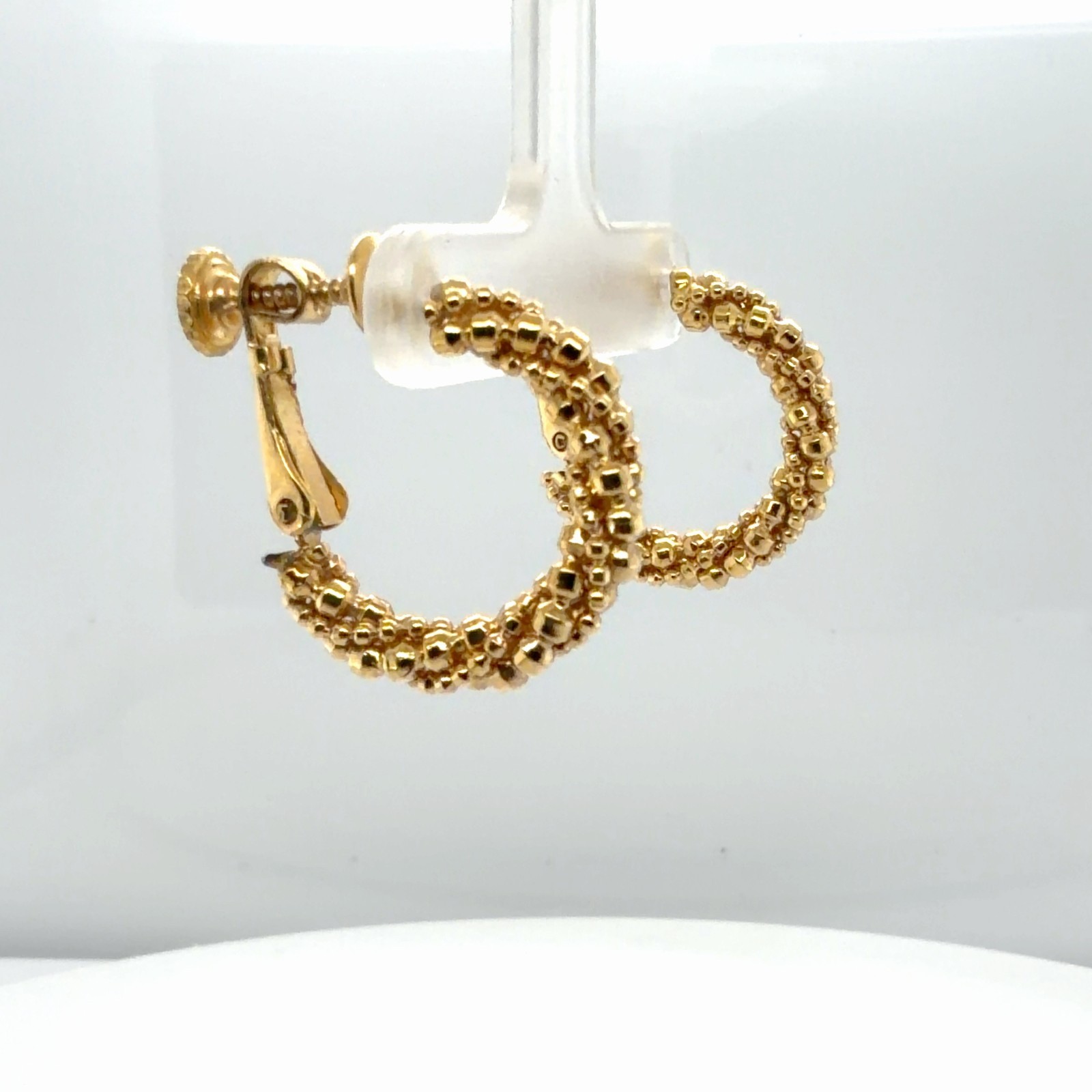 Vintage Napier Woven Rope Adjustable Clip on Gold Tone Earrings