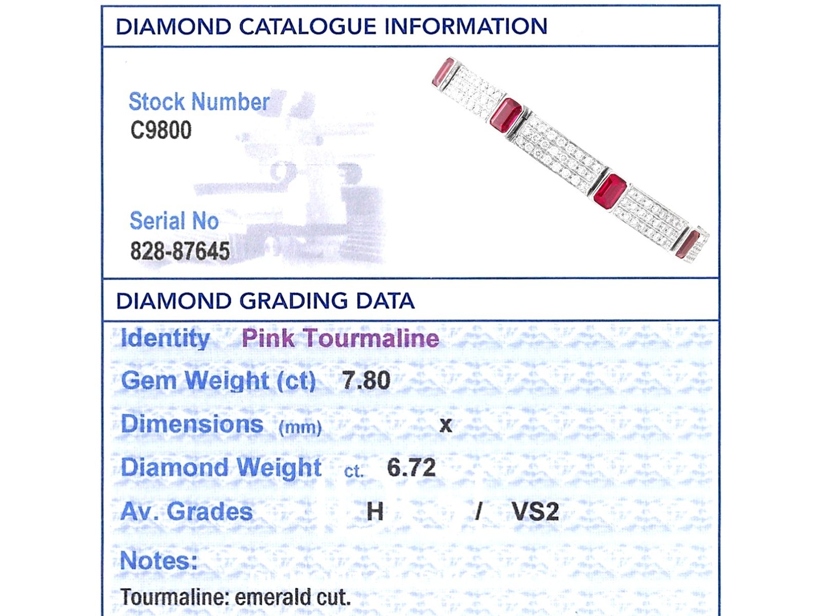 7.80Ct Pink Tourmaline and 6.72Ct Diamond 18k White Gold Bracelet Circa 1990