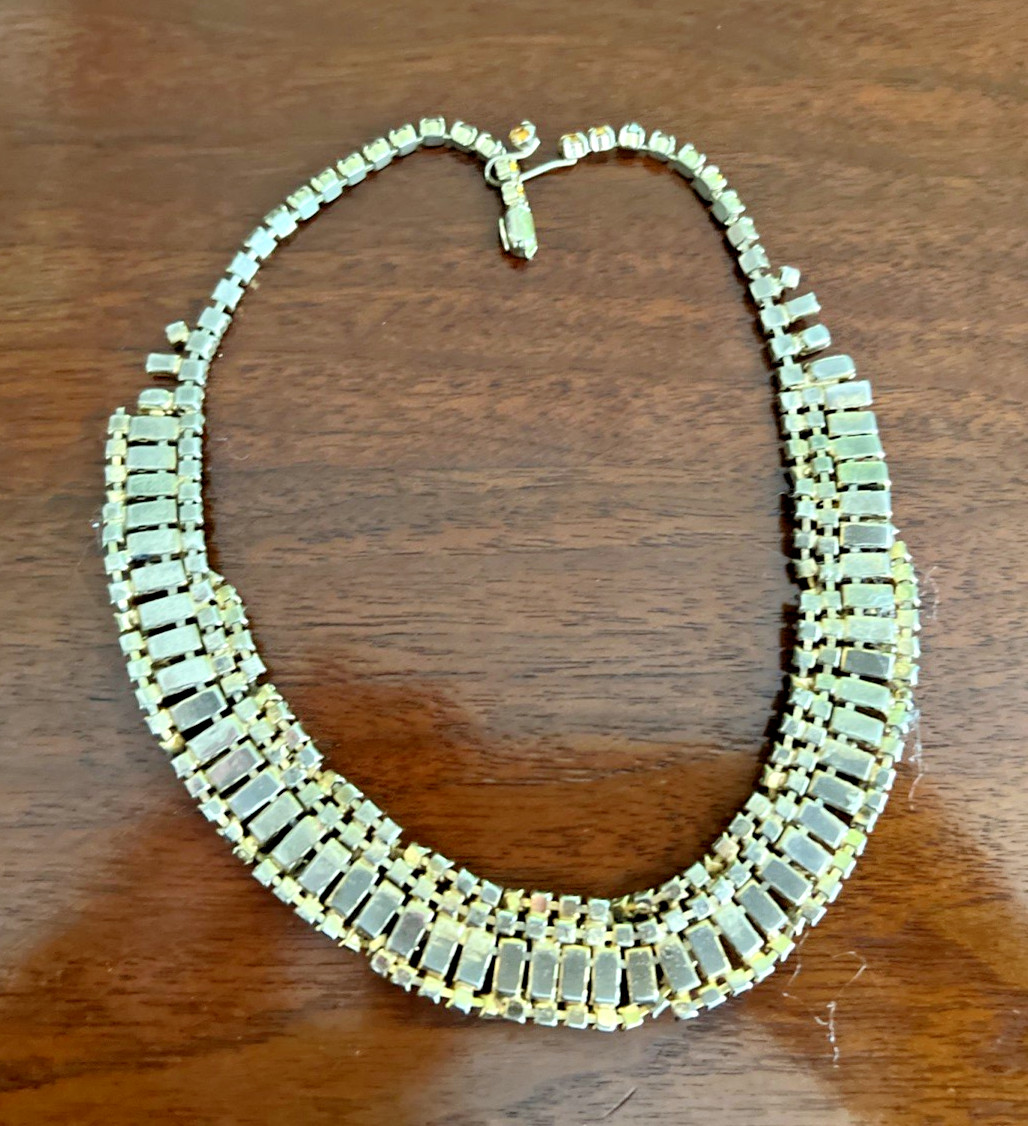 VTG. KRAMER N.Y. PARURE TOPAZ & CLEAR RHINESTONE NECKLACE BRACELET EARRING SET