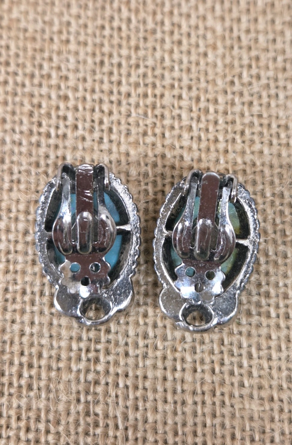 Vintage Turquoise Chunky Beaded Necklace and Clip On Earrings Set
