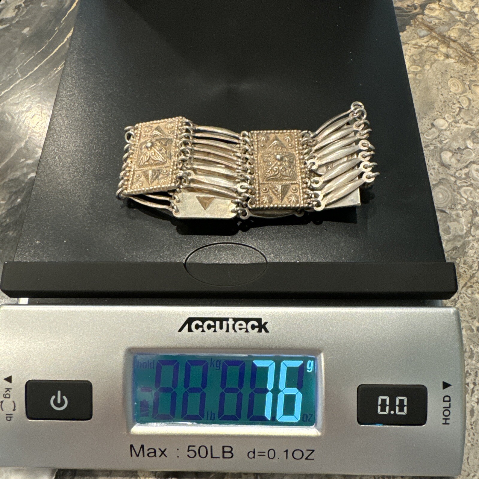 Vintage Sterling Silver Taxco Mexican Mayan Linked BOHO style Bracelet.