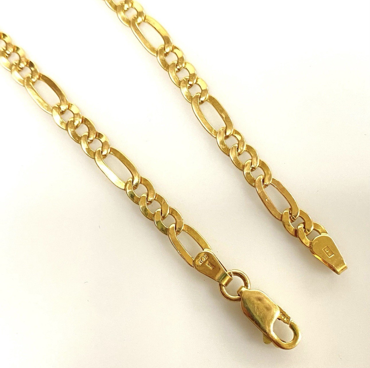 Vintage Italian Solid 14K Yellow Gold Figaro Style Chain Bracelet 7 7/16″ long