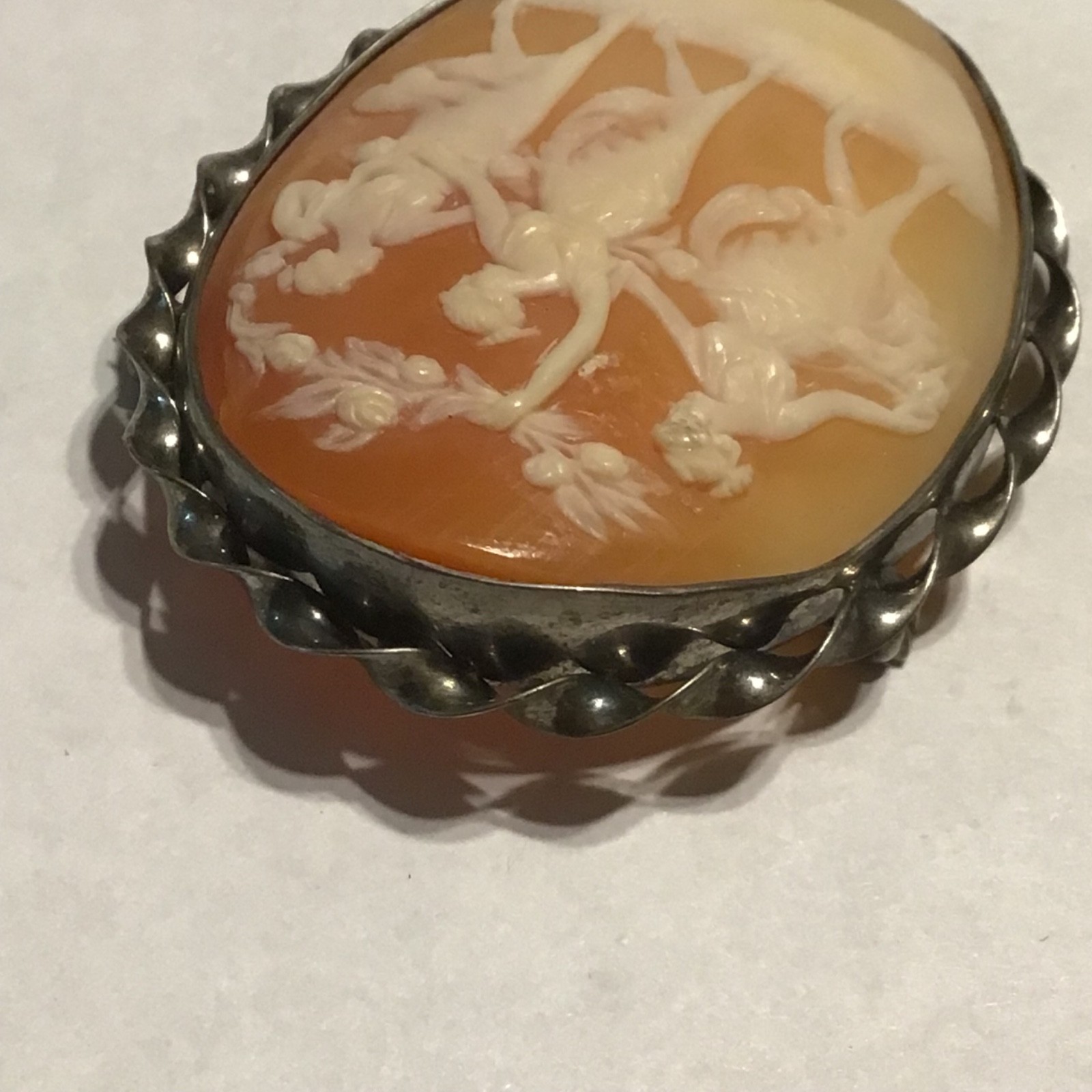 Vtg Cameo Sterling Three Graces Muses Brooch Pin Filigree Rare