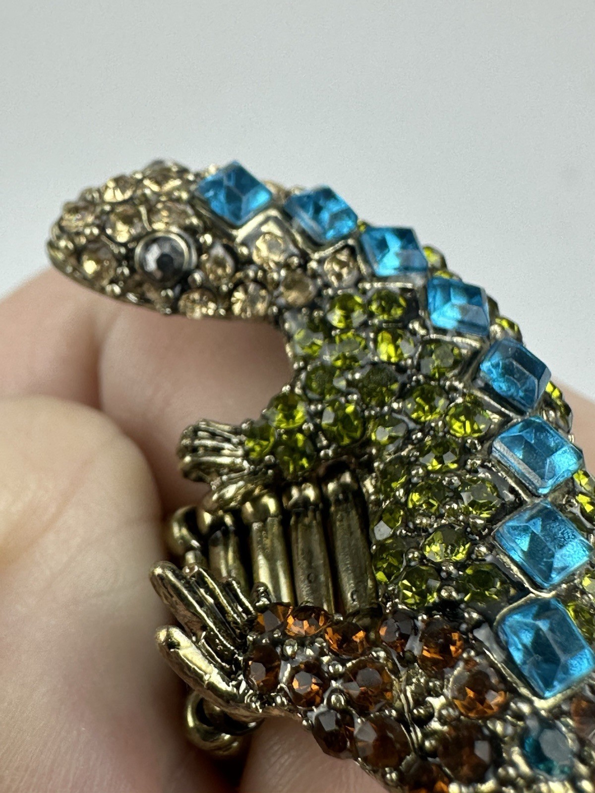 Stretch Band Ring Lizard Gecko Salamander Rhinestones Multicolor OSFA