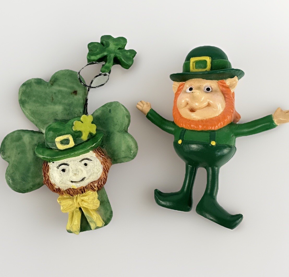 Vtg Lot 6 St Patrick Day Lapel Pins Brooch Jewelry Leprechaun Irish Shamrock