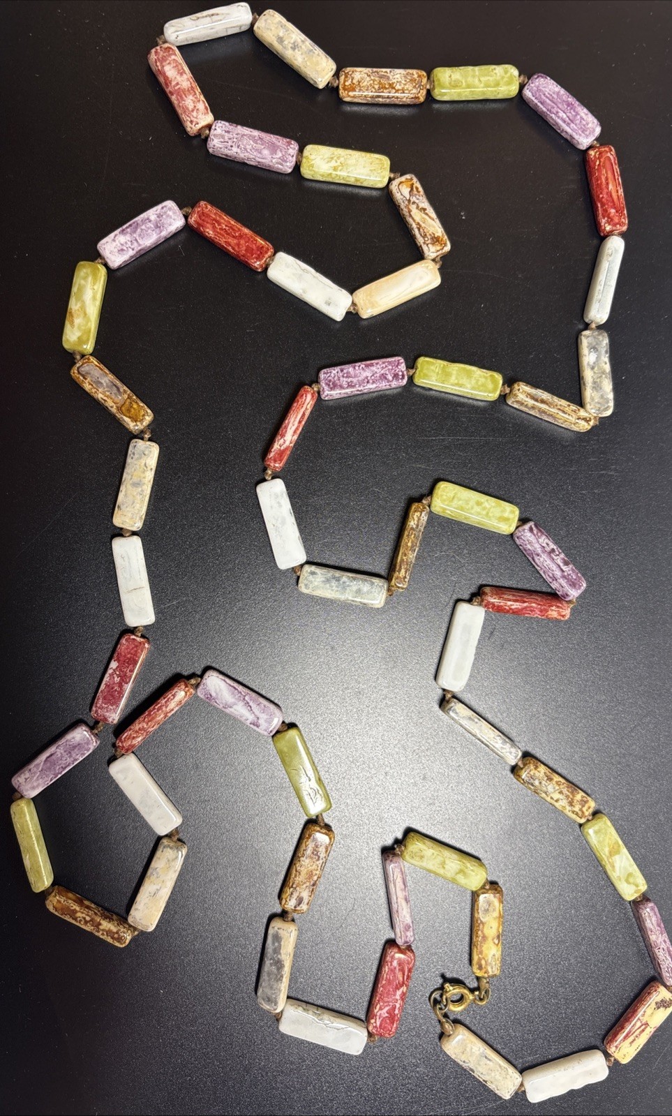Vintage 48″ Pastel Multi Color Barrel Bead Necklace Long Strand