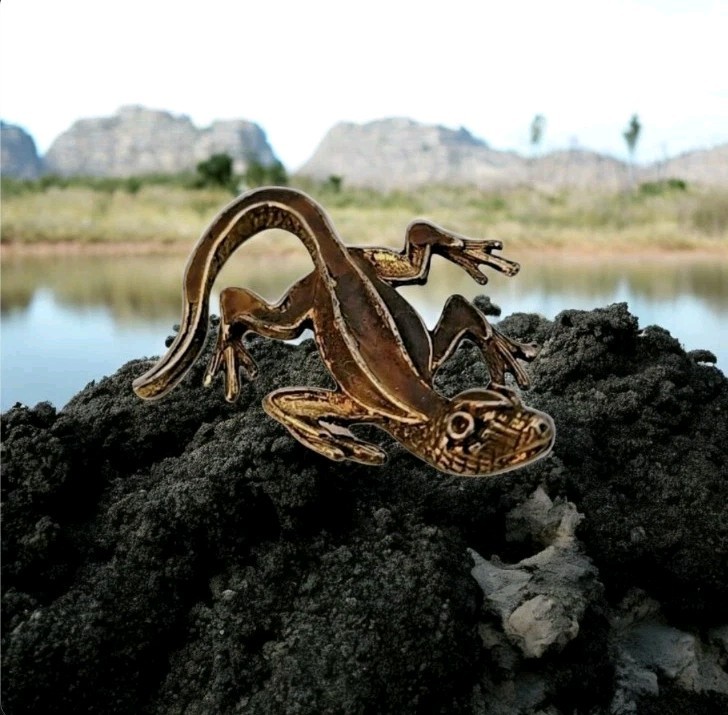 Vintage Brass Lizard Pin Brooch Mid-Century 1950s 1960s Reptile Jewelry