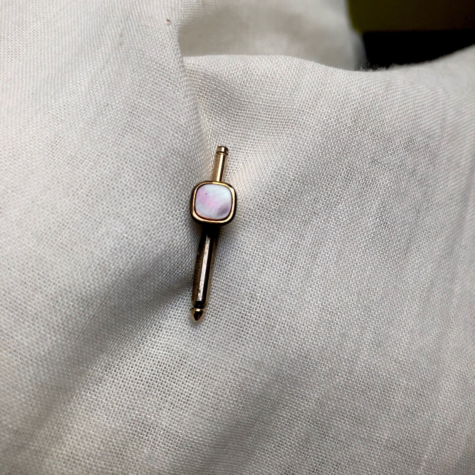Hadley Mother Of Pearl MOP Square Shirt Studs 1940s Vtg Men’s Jewelry Goldtone