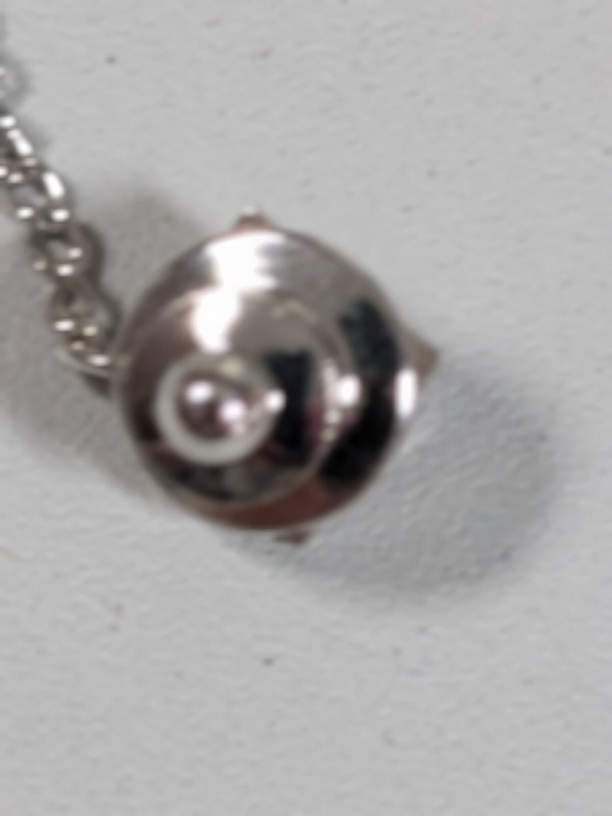 Vintage Swank Silver Tone Black Glass Square Tie Tack With Chain Pin