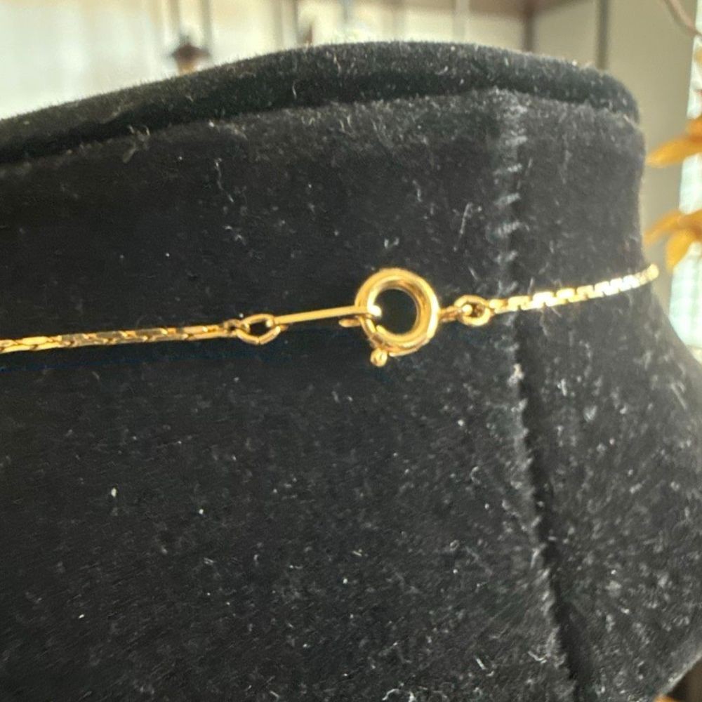 Vintage Gold Plated Pendant Necklace Mixed Metal Art Deco Style 18 Inch