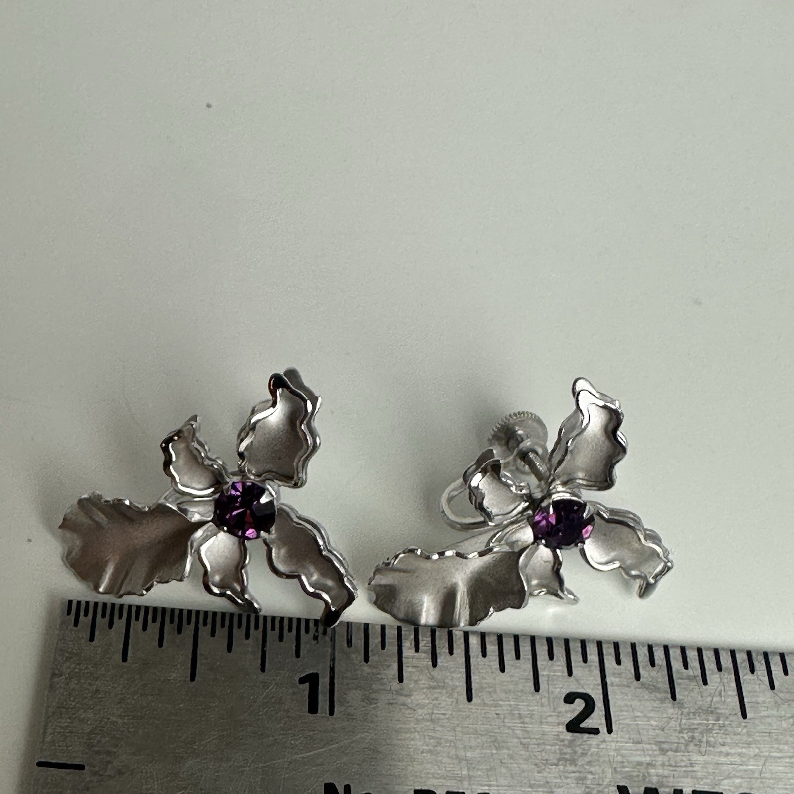 Vintage Clip On Earring Lot Millefiore Hollycraft Star Orchid Moonglow Purple