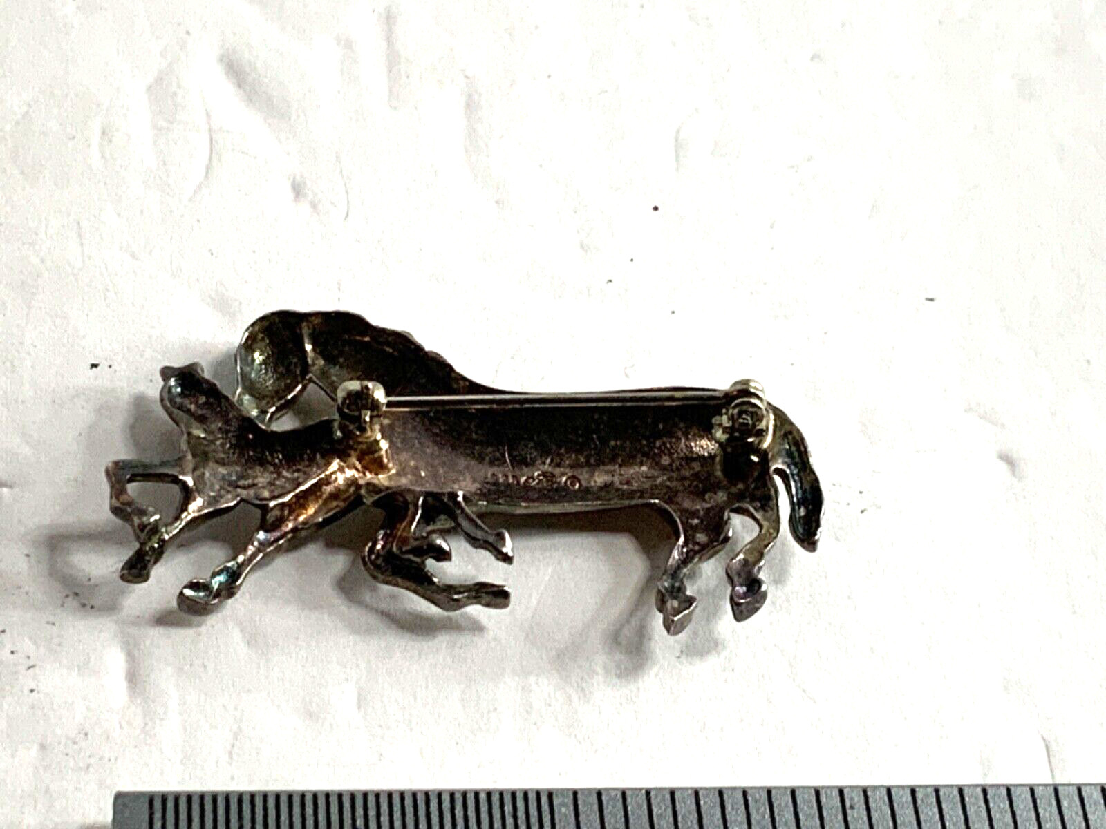 Vintage Jez Sterling Silver Horse Brooch Equestrian Pin Horses Running