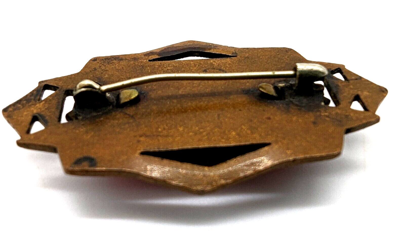 Antique Art Deco Brooch Pin Red Celluloid Hollow Center Circa 1920s Flapper