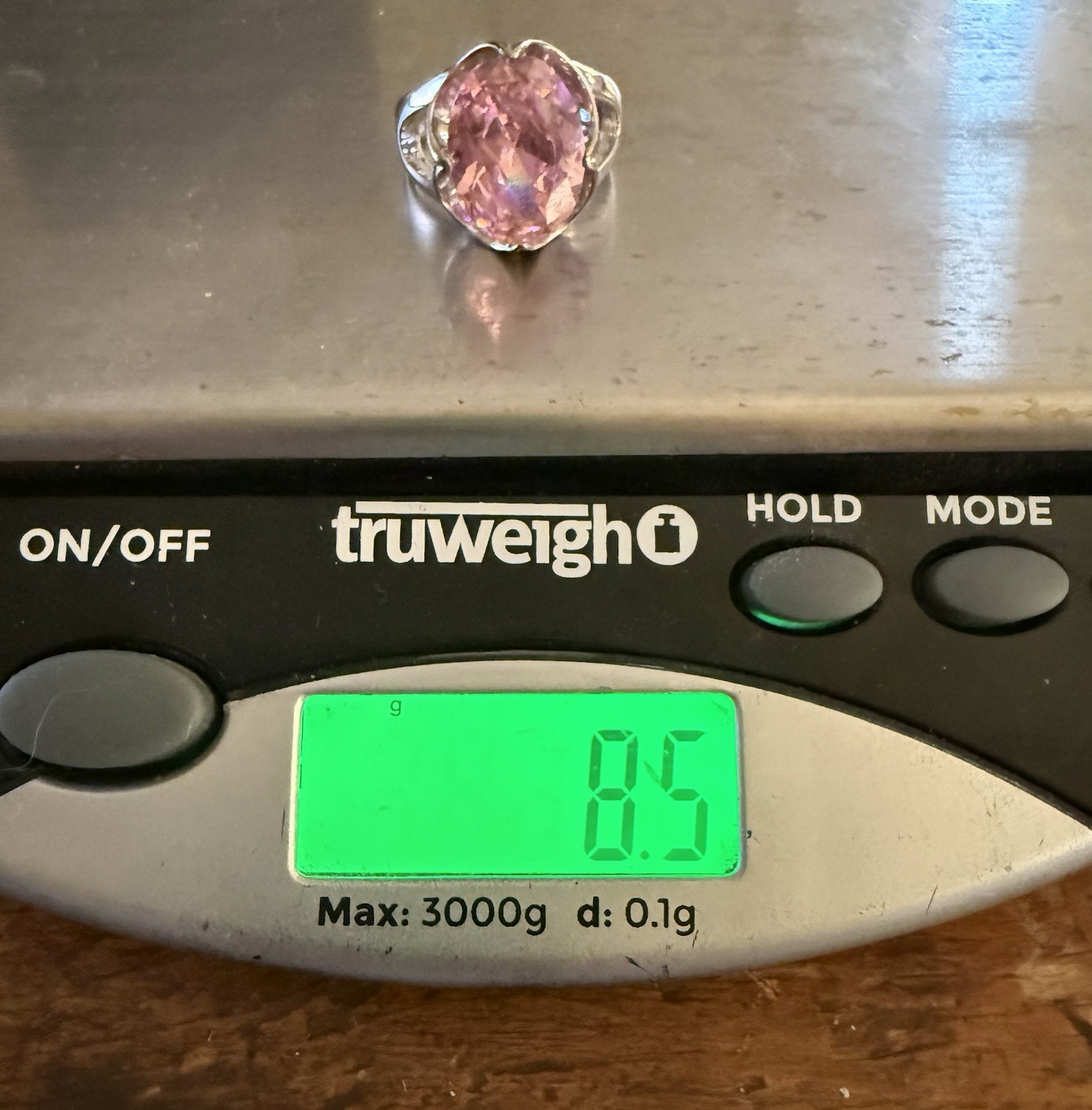 Vintage QVC HSN ? Pink Cubic Zirconia? Sterling Silver Cocktail Ring Sz 9.5 8.5g
