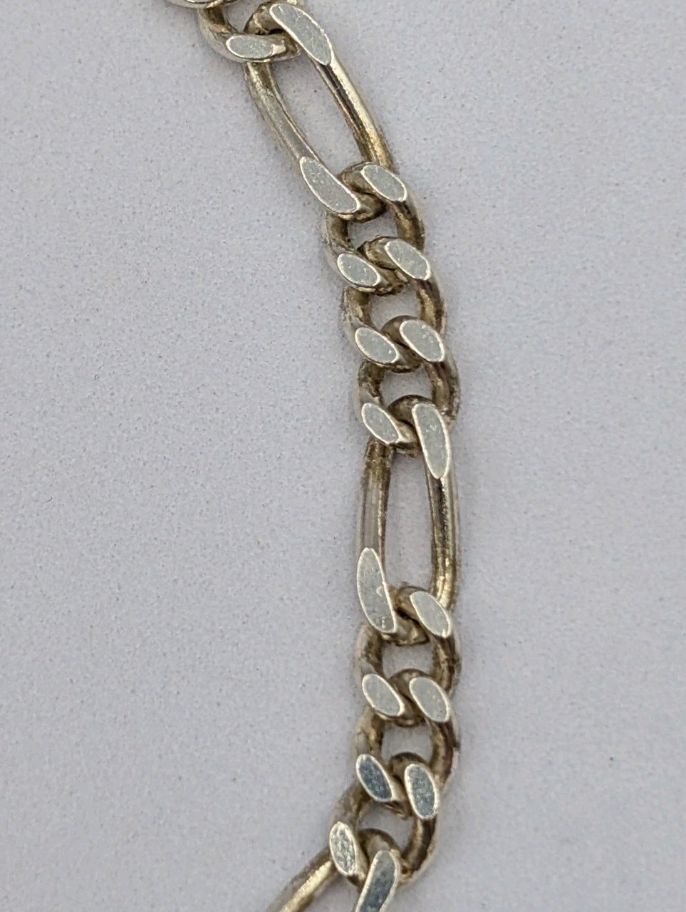 Signed Vtg Sterling Silver 4.3mm Figaro Italian Chain Unisex 925 Bracelet 7 7/8″