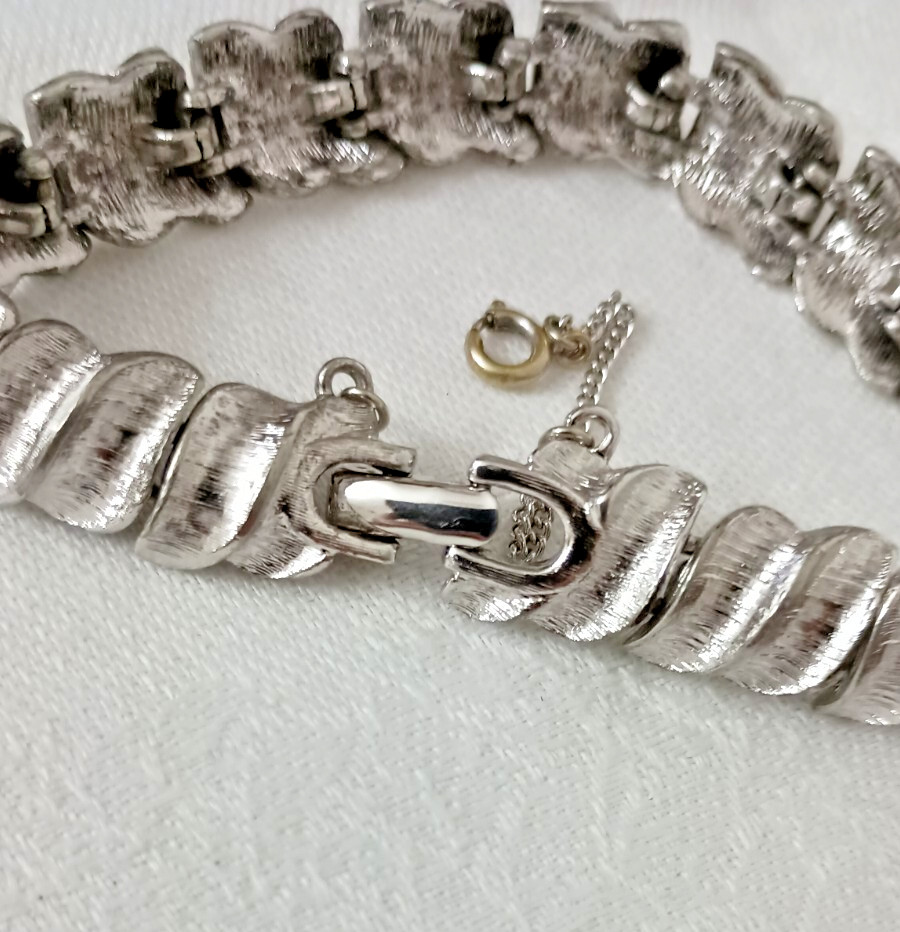 Vintage MONET Silver Tone Textured Articulated Bracelet