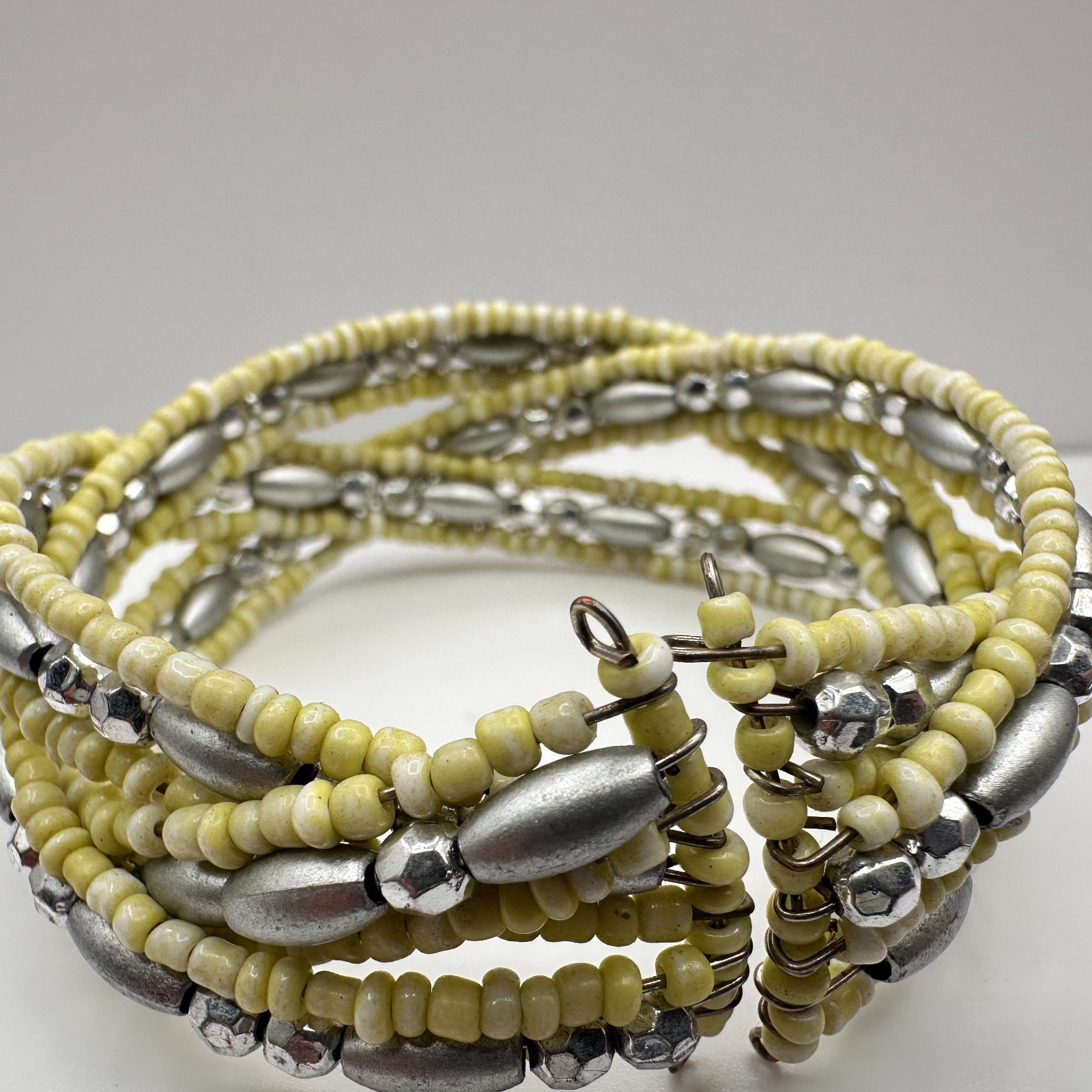Vintage 90s Beaded Multi Strand Adjustable Stretch Cord Wrap Women’s Bracelet
