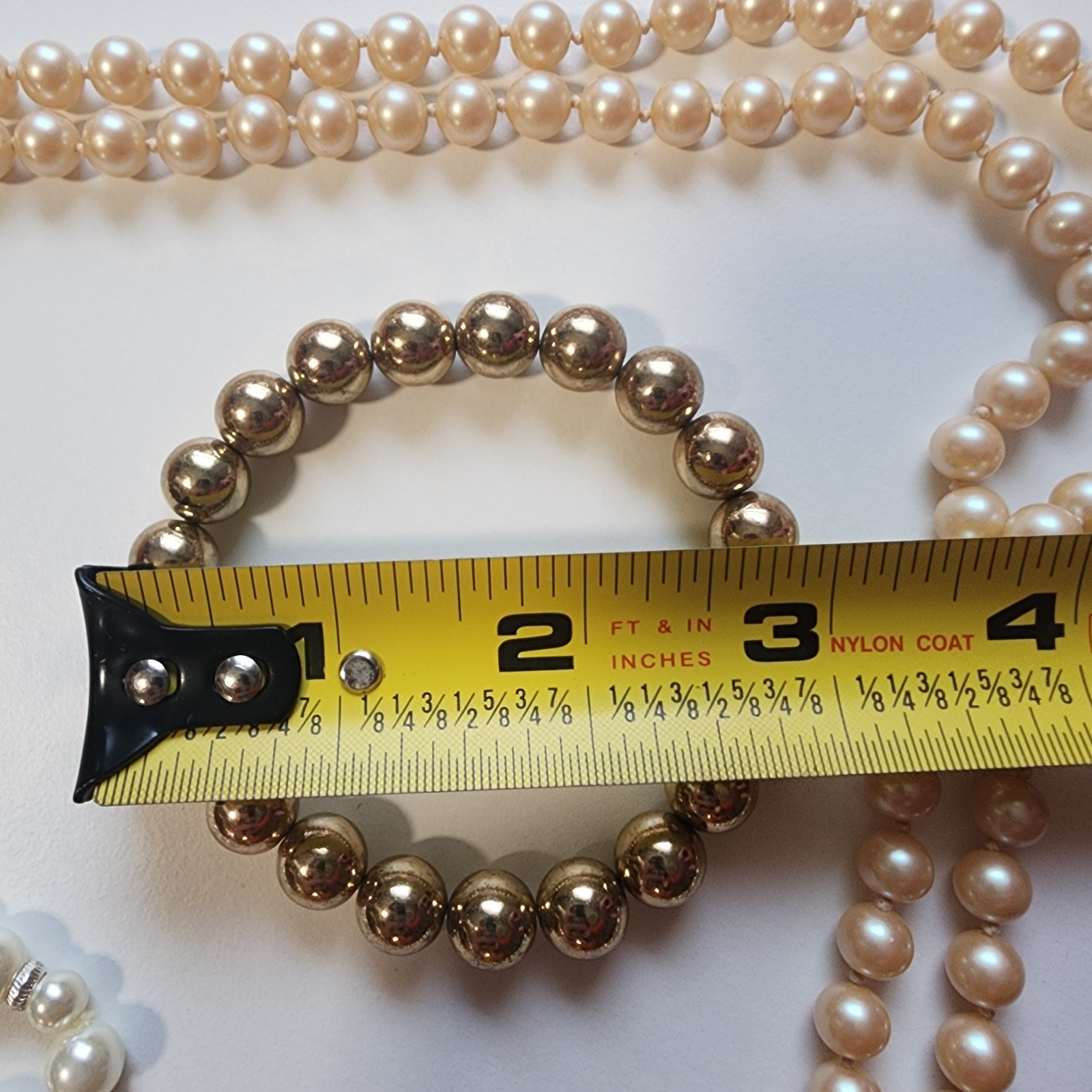 Lot Of 3 Vintage Faux Pearl / Beads Bracelets Necklace Choker Round Stretch