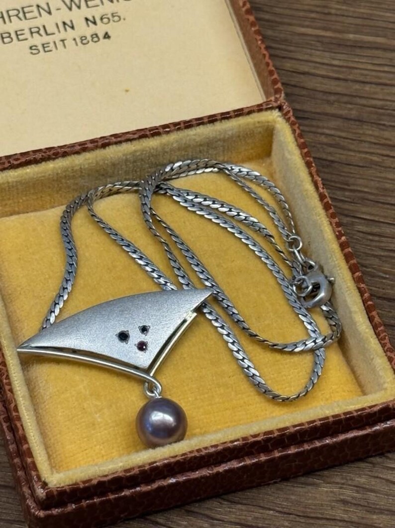 K&L Kordes Lichtenfels neckace pendant 925 Sterlingsilber Sapphire ruby Pearl