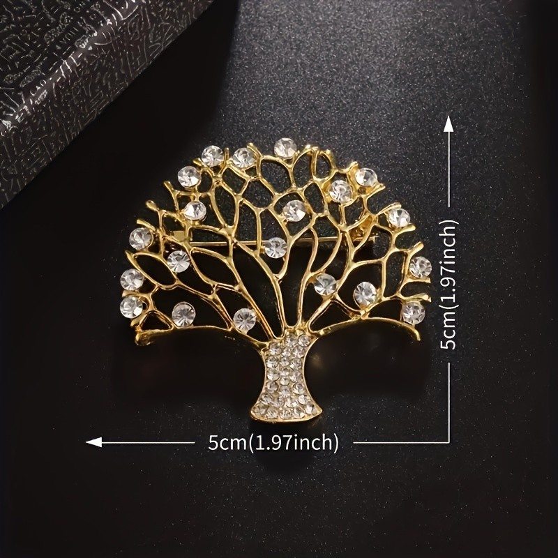 Fashion Tree of Life Brooch Pin with Rhinestone Elegant Alloy Wedding Party Gift