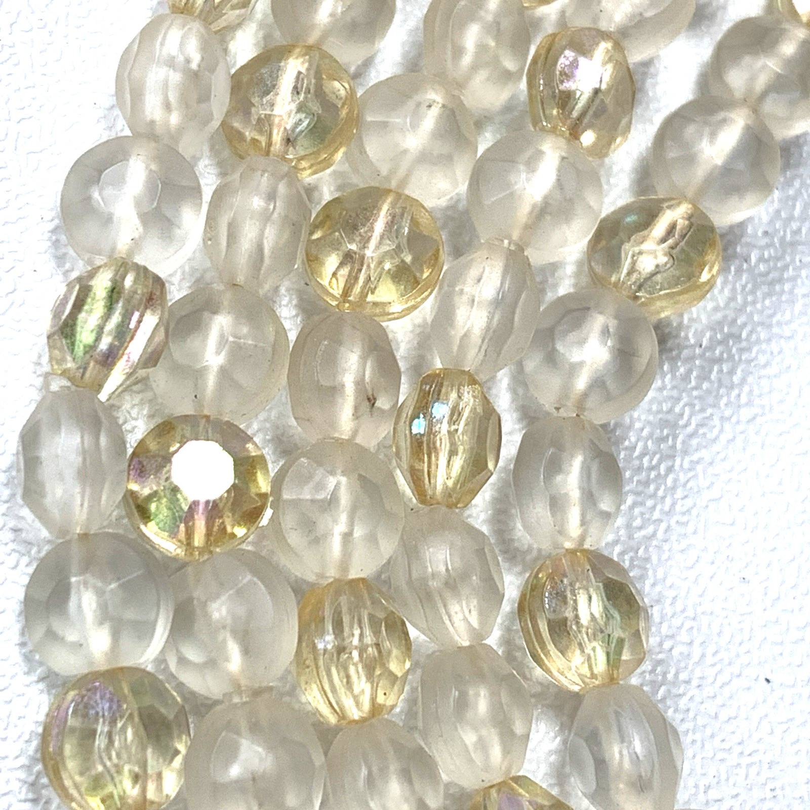 Vintage Germany Multi Strand Acrylic AB Bead Necklace Bib Fringe Choker
