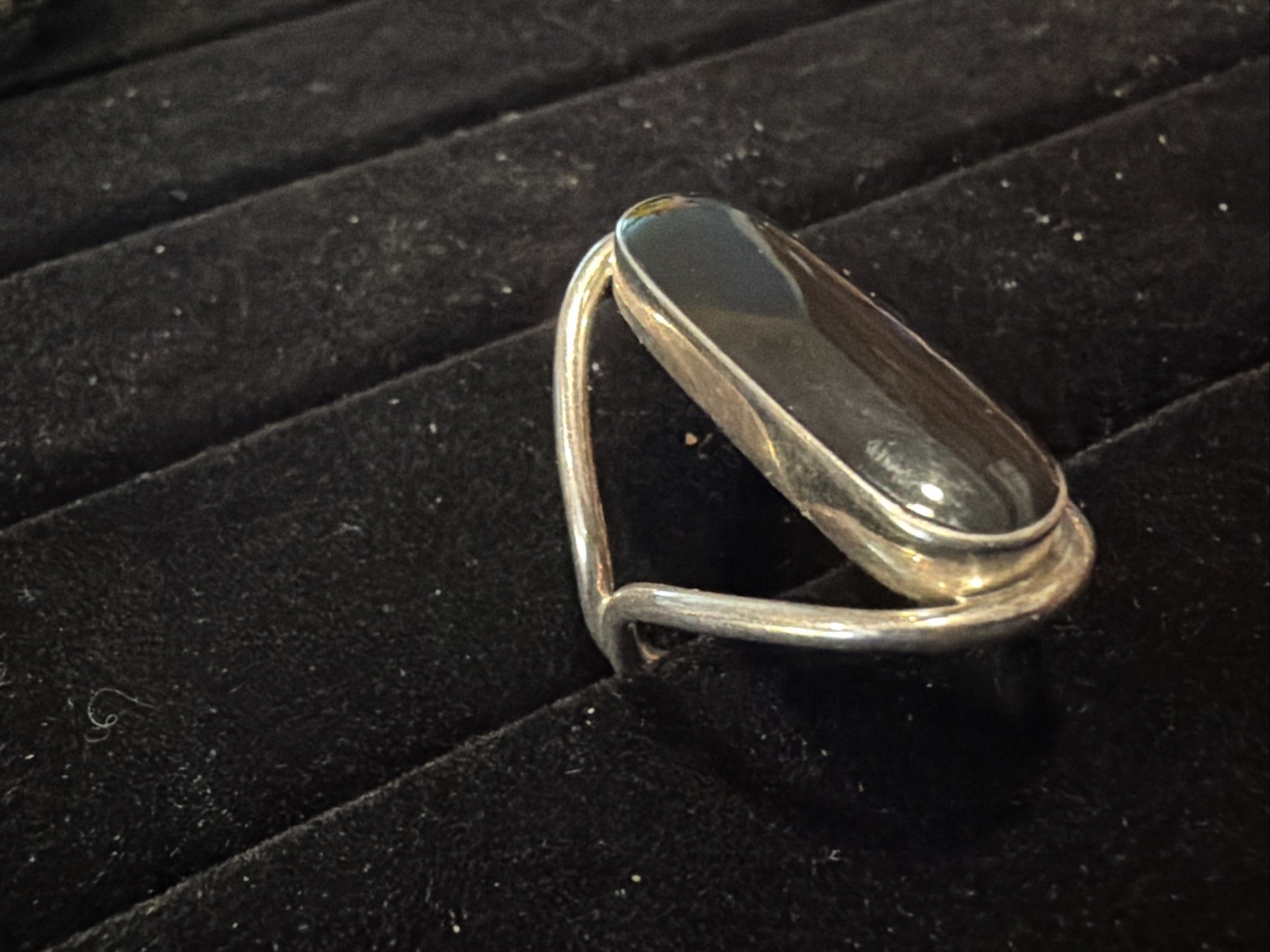 VINTAGE STERLING SILVER MEXICO ATI 925 LARGE BLACK ONYX RING NICE