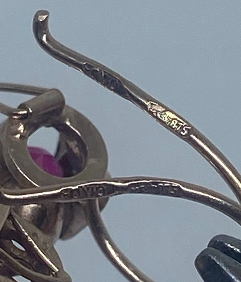 Vintage earrings from the Soviet Union, 70s, 875 silver, USSR.Weight 1.89 g