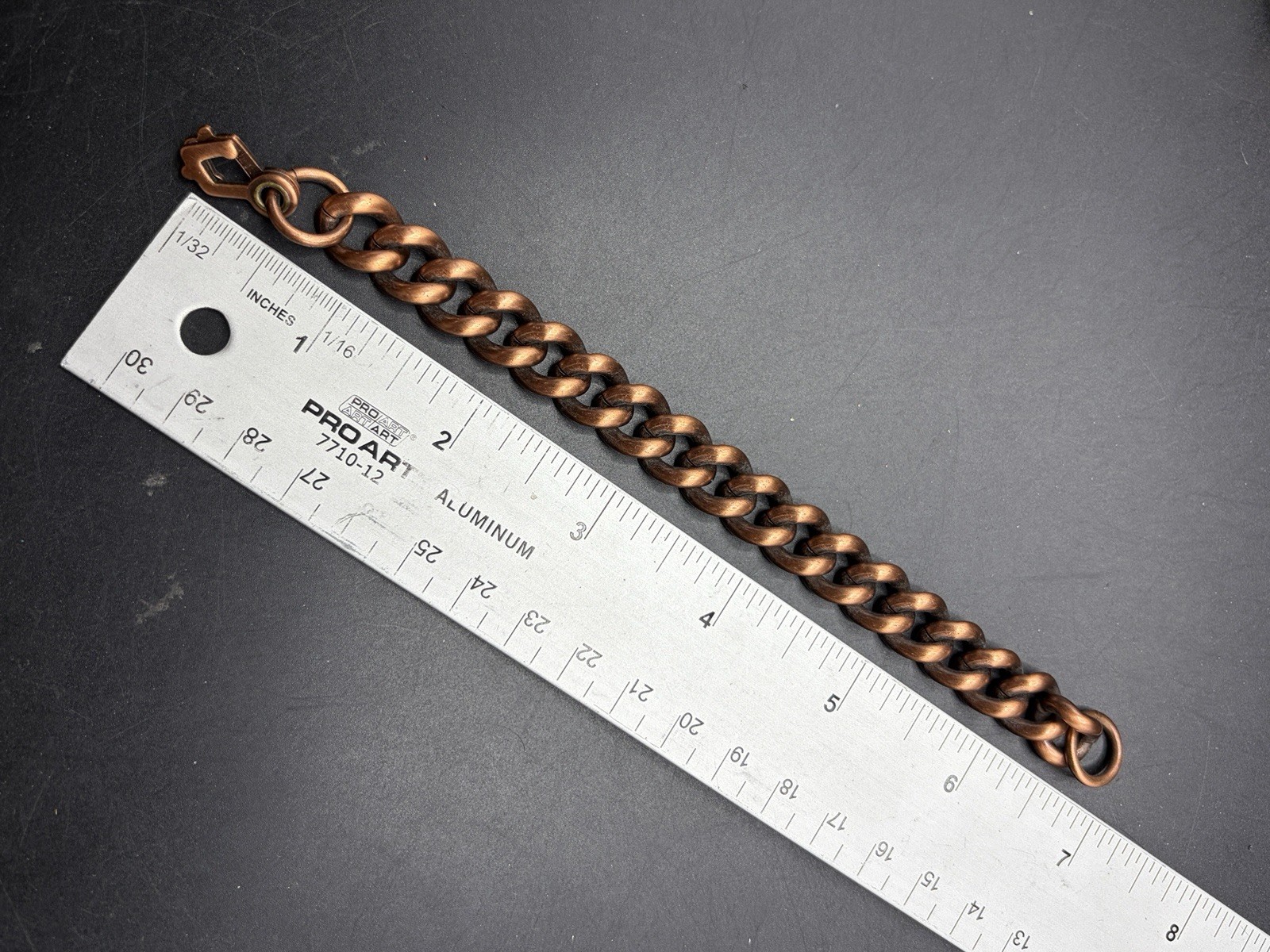 VINTAGE Heavy Solid Brass Chain Link Bracelet 48g 7”L Sister Clasp Hook