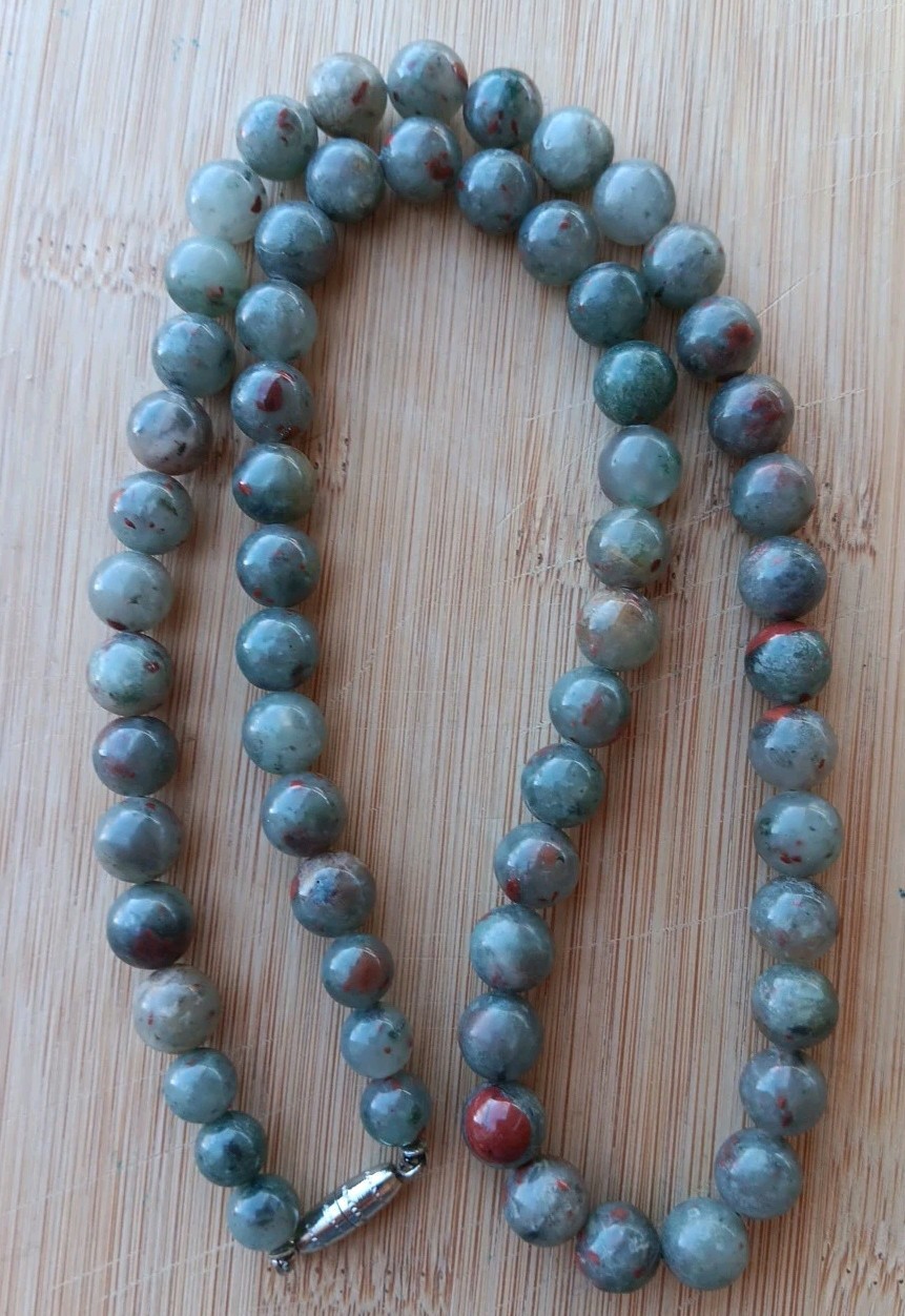 24″ NATURAL AFRICAN BLOODSTONE BEADED NECKLACE VINTAGE