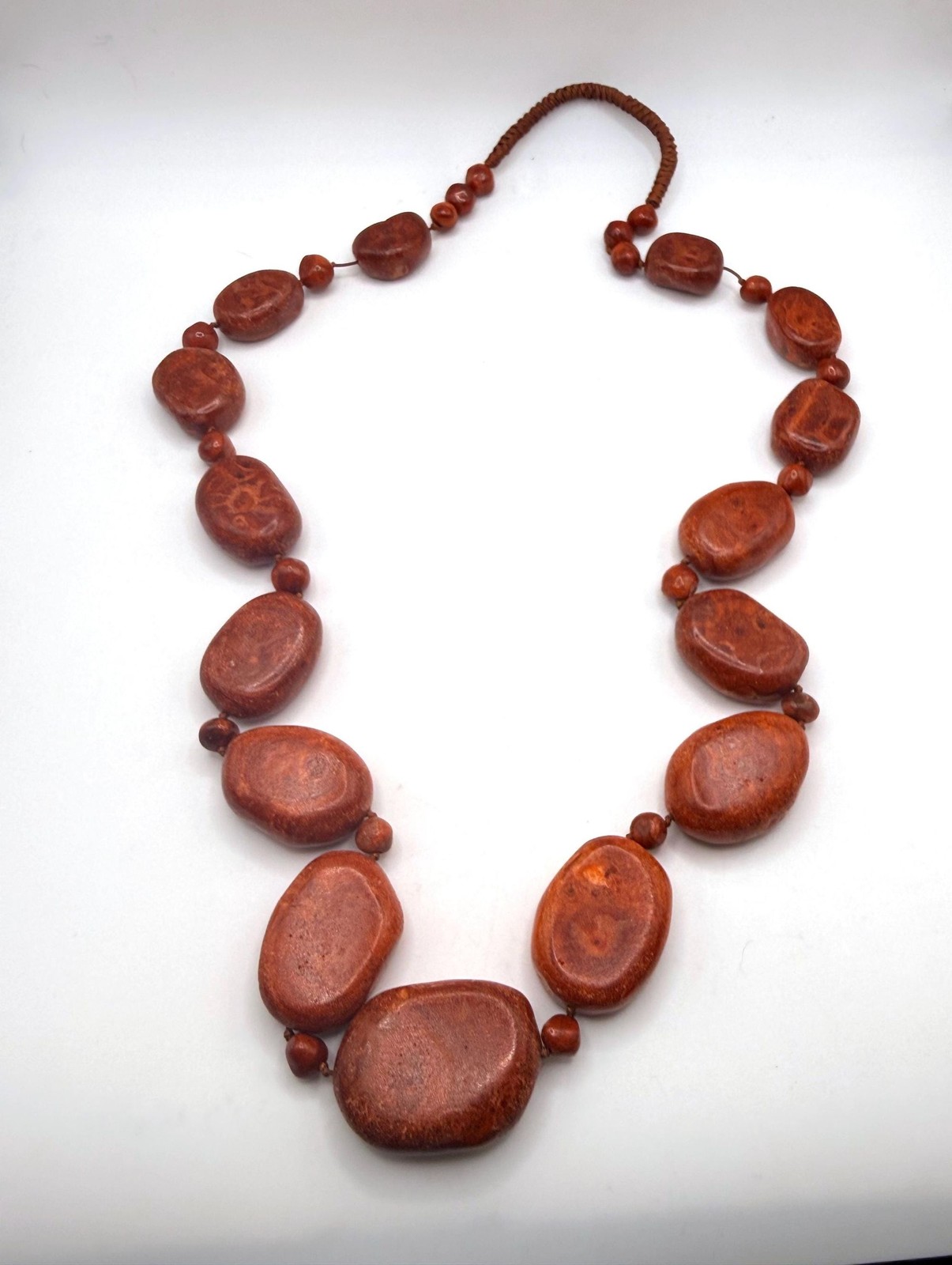 Vintage heavy large red sponge coral beaded necklace