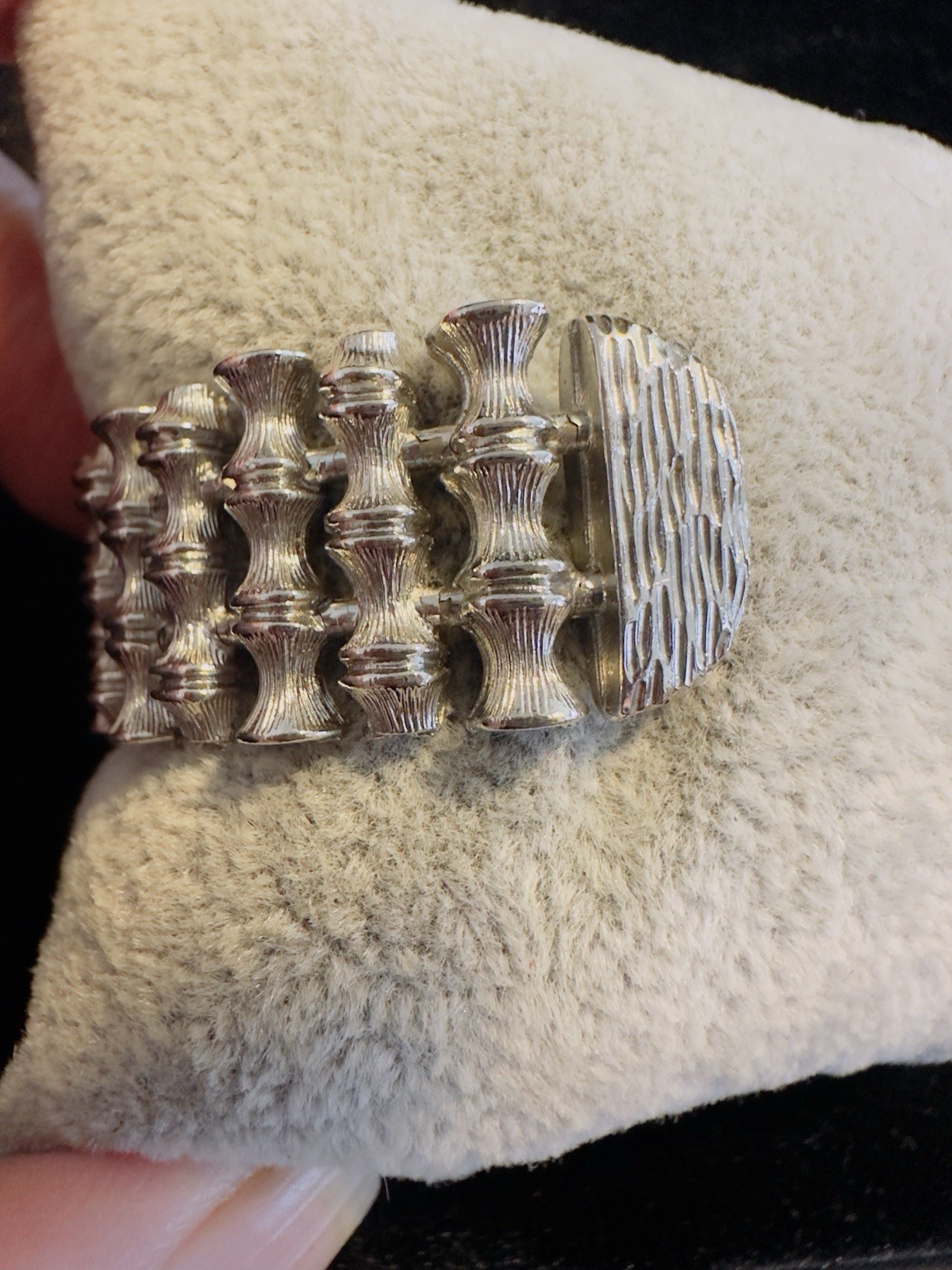 Vintage Cuff Bracelet Bangle Silver Tone Cuff Bamboo Design Good Quality Metal