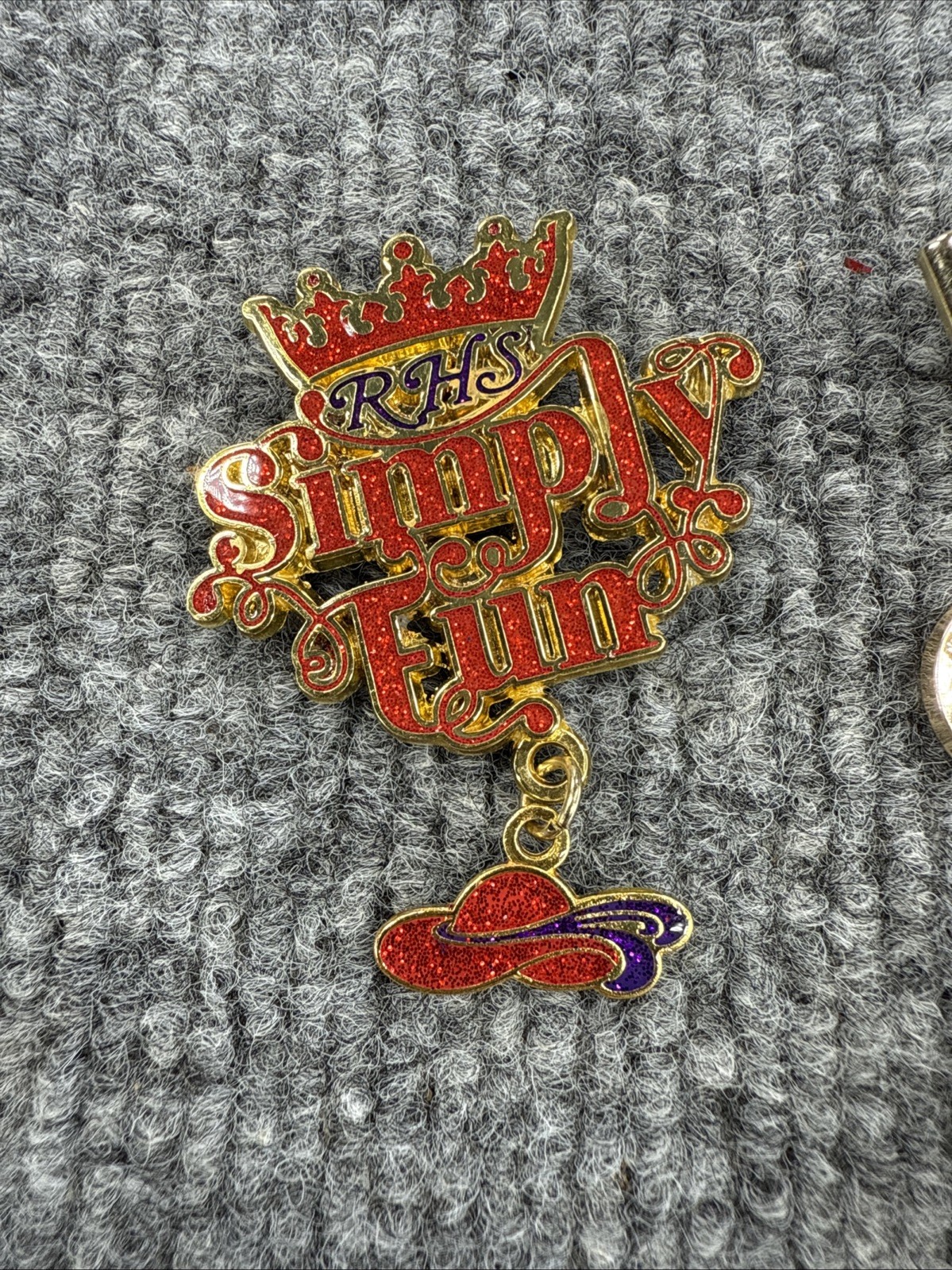 Lot of 5 Red Hat Society Enamel Pins – Anniversary, Simply Fun, Charms