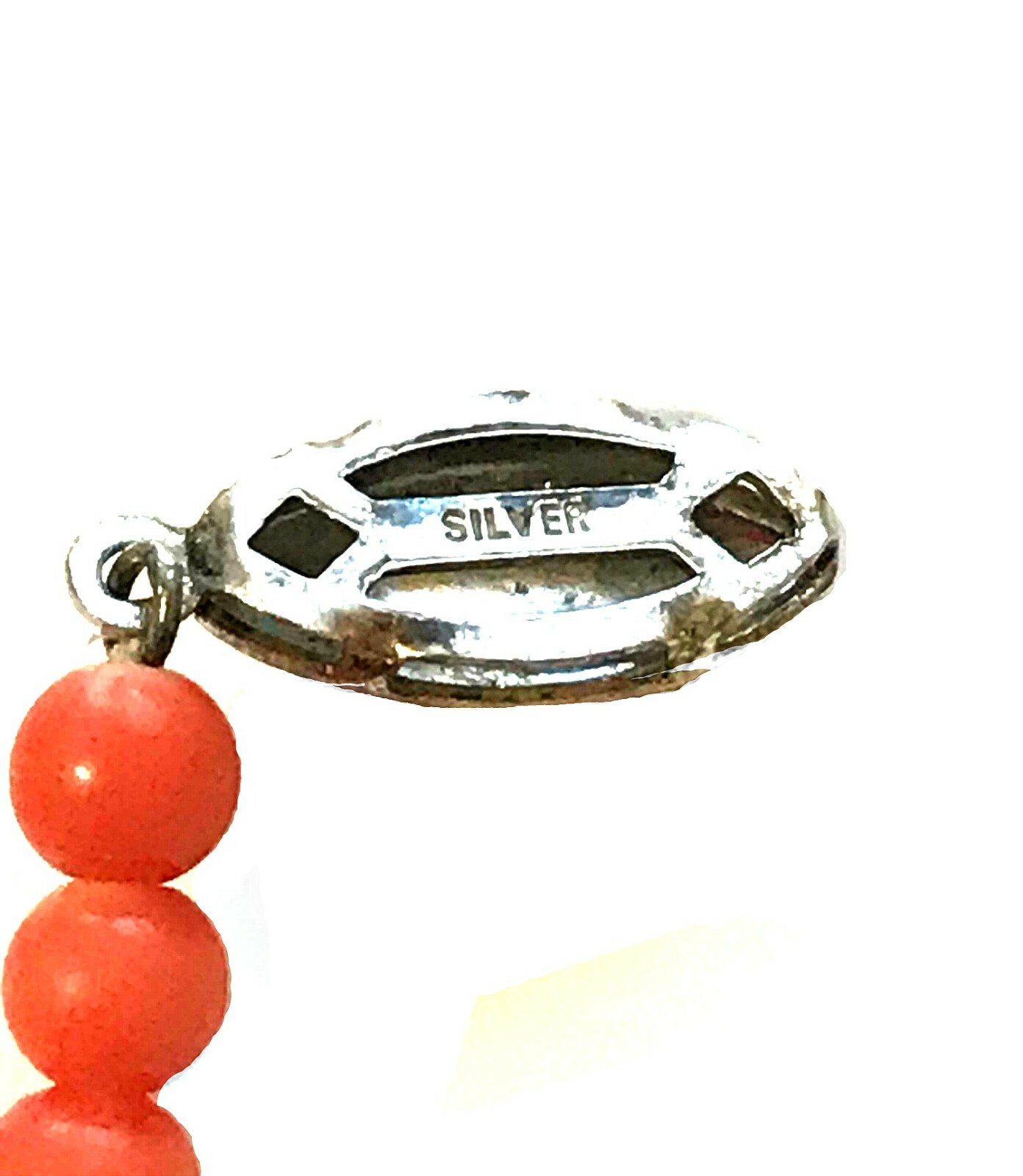 5mm Genuine Natural Pink Red Coral Beads Necklace in Silver Setting 78cm 29 gms